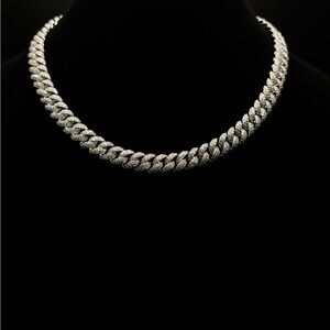 10mm 18” 11.11ctw vvs1 D color solid silver .925 chain